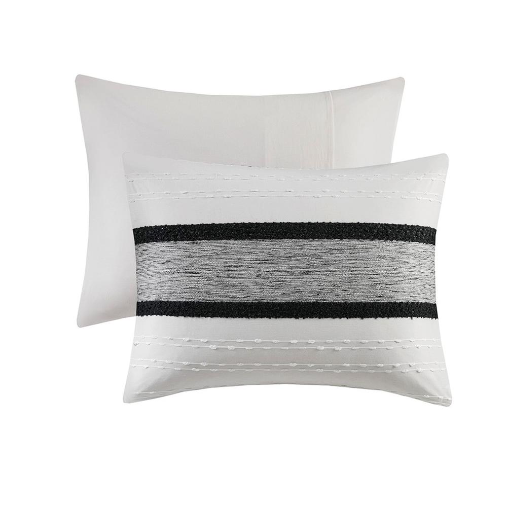 100% Cotton Comforter Mini Set, Black/White. Picture 5