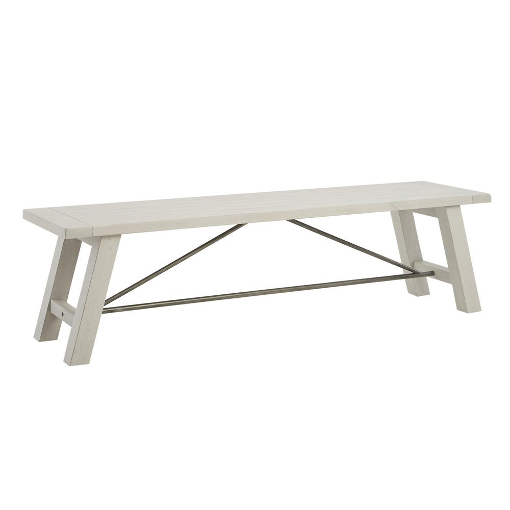 Dining Bench - White Wash Finish, Solid Wood Seat, Belen Kox. Picture 1