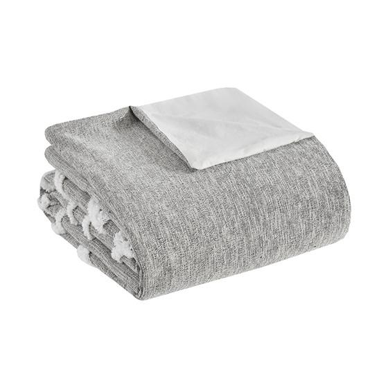 100% Cotton Duvet Cover Mini Set in Gray. Picture 4