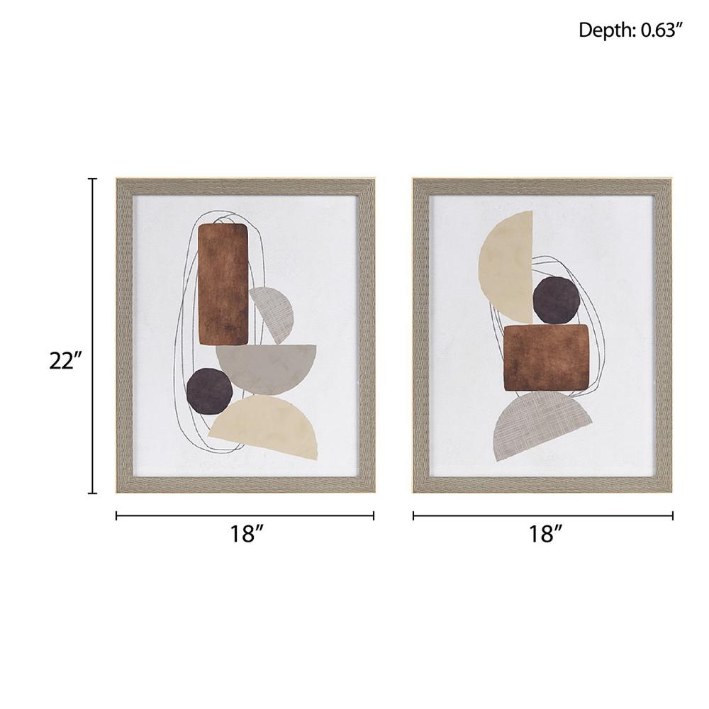 Abstract Two Tone Neutral Framed Graphic 2 Piece Set II95G-0146. Picture 4