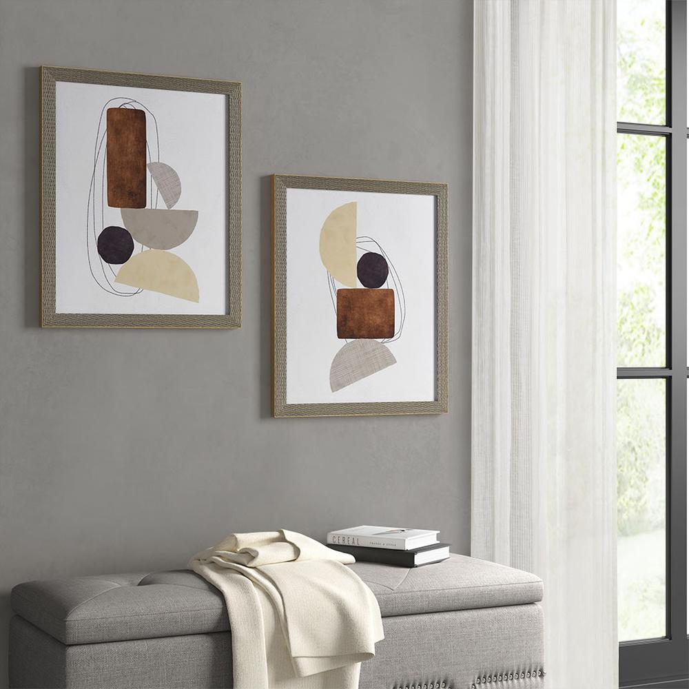 Abstract Two Tone Neutral Framed Graphic 2 Piece Set II95G-0146. Picture 5