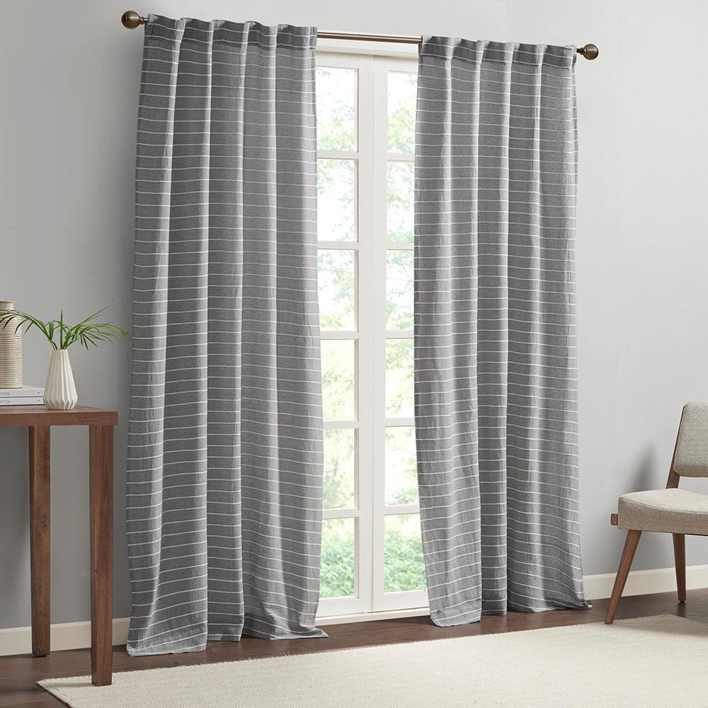 43% Cotton 31% Polyester 13% Rayon 13% Acrylic Window Panel Pair Grey LCN40-0095. Picture 2