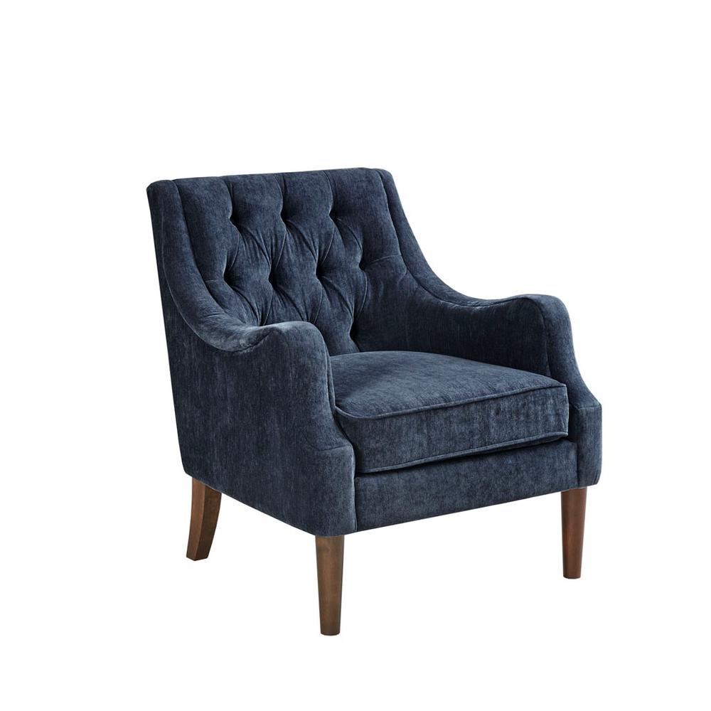 Qwen Button Tufted Accent Chair, Navy. The main picture.