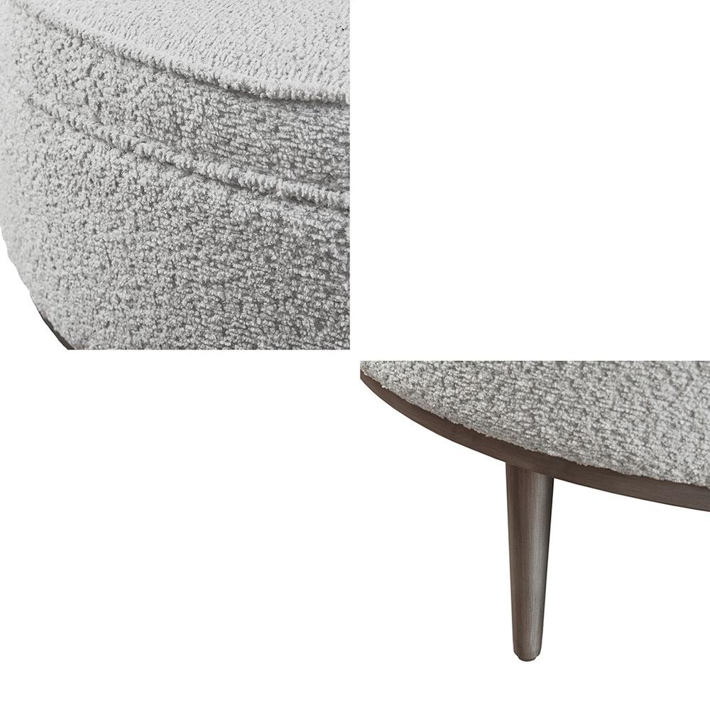 Upholstered Round Cocktail Ottoman with Metal Base 34" Dia, 34x34, Grey. Picture 2