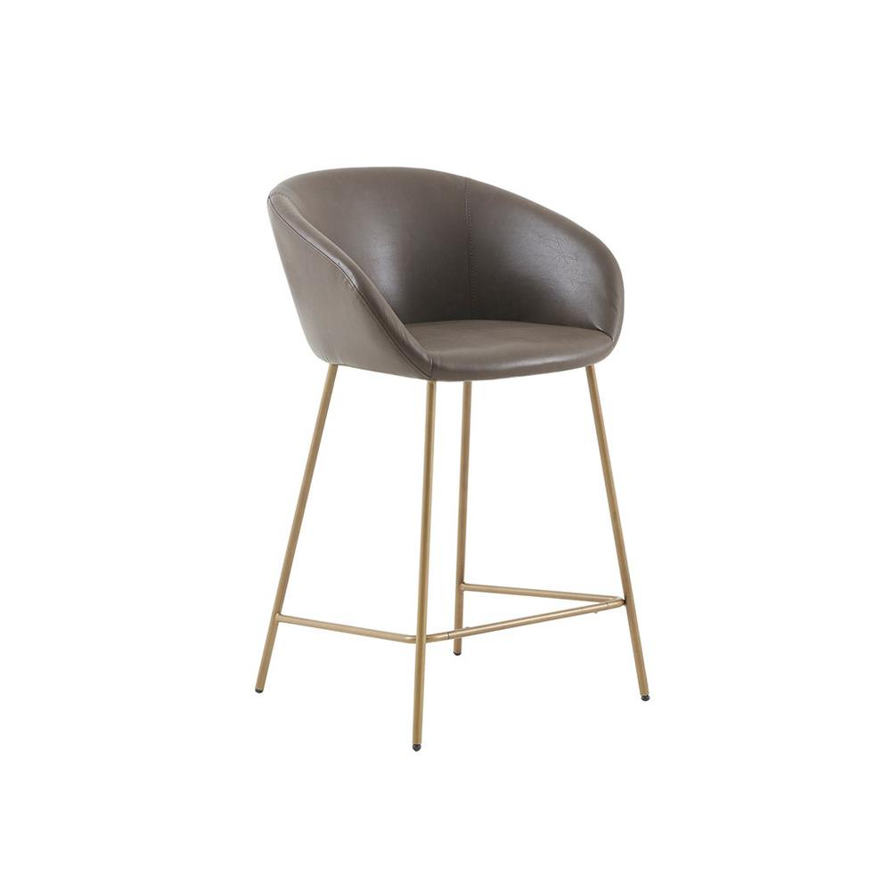 Upholstered Counter Stool with Brown and Gold Finish, Belen Kox. Picture 1