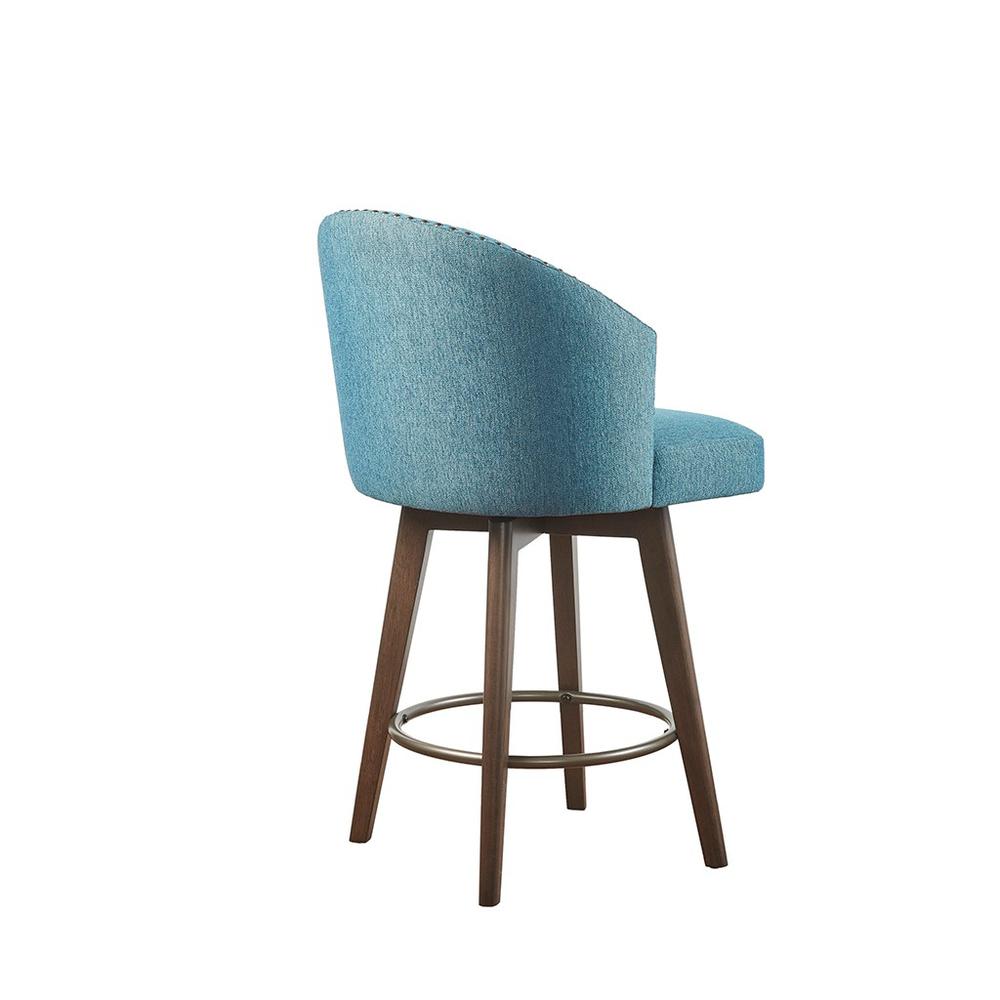 Upholstered 360 Degree Swivel Counter Stool 26" H, 20,5x22, Blue. Picture 6