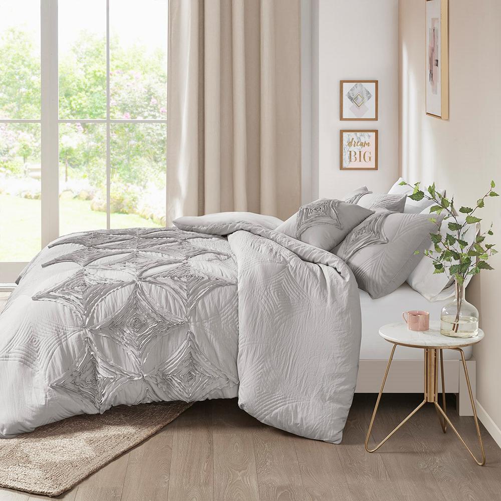 100% Polyester Comforter Set in Grey. Picture 3