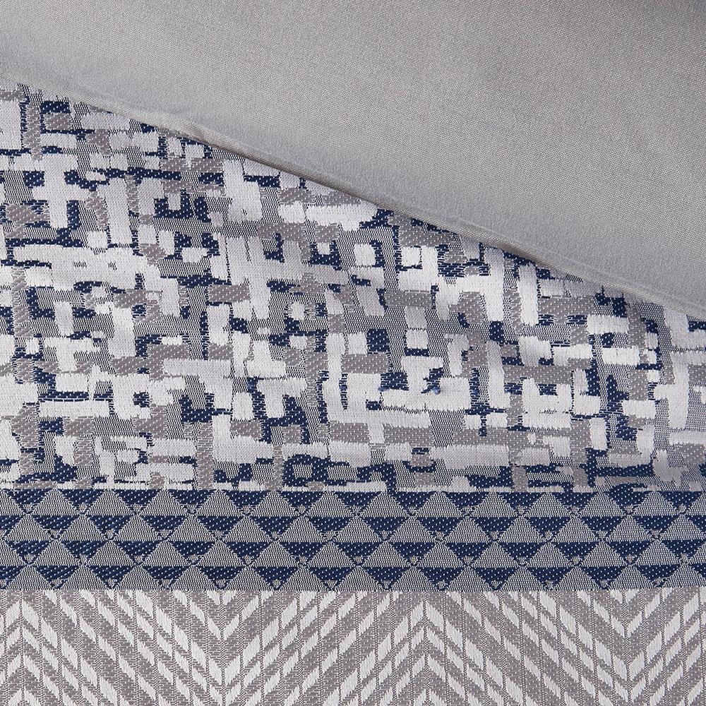 Navy 7 Piece Jacquard Polyester Comforter Set, Belen Kox. Picture 2
