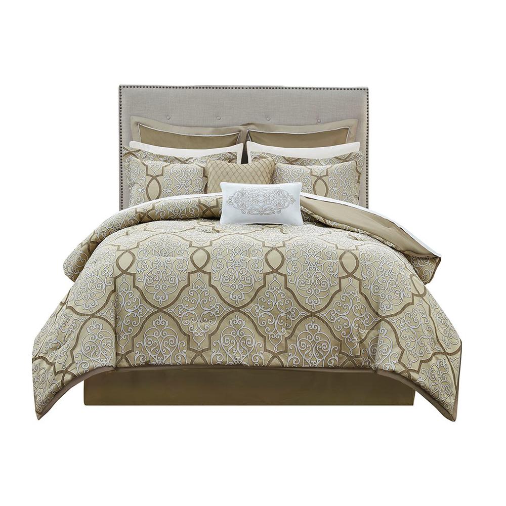 12 Piece Complete Bed Set, Gold, Belen Kox. Picture 1