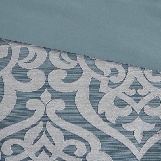 8 Piece Jacquard Comforter Set, Aqua, Belen Kox. Picture 2