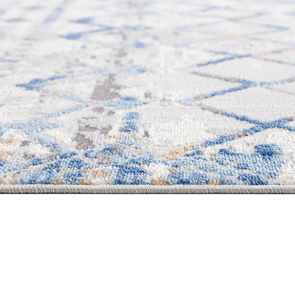 75% Polypropylene 25% Polyester Shrink Adel Moroccan Area Rug, Blue/Cream (MP35-7576). Picture 3