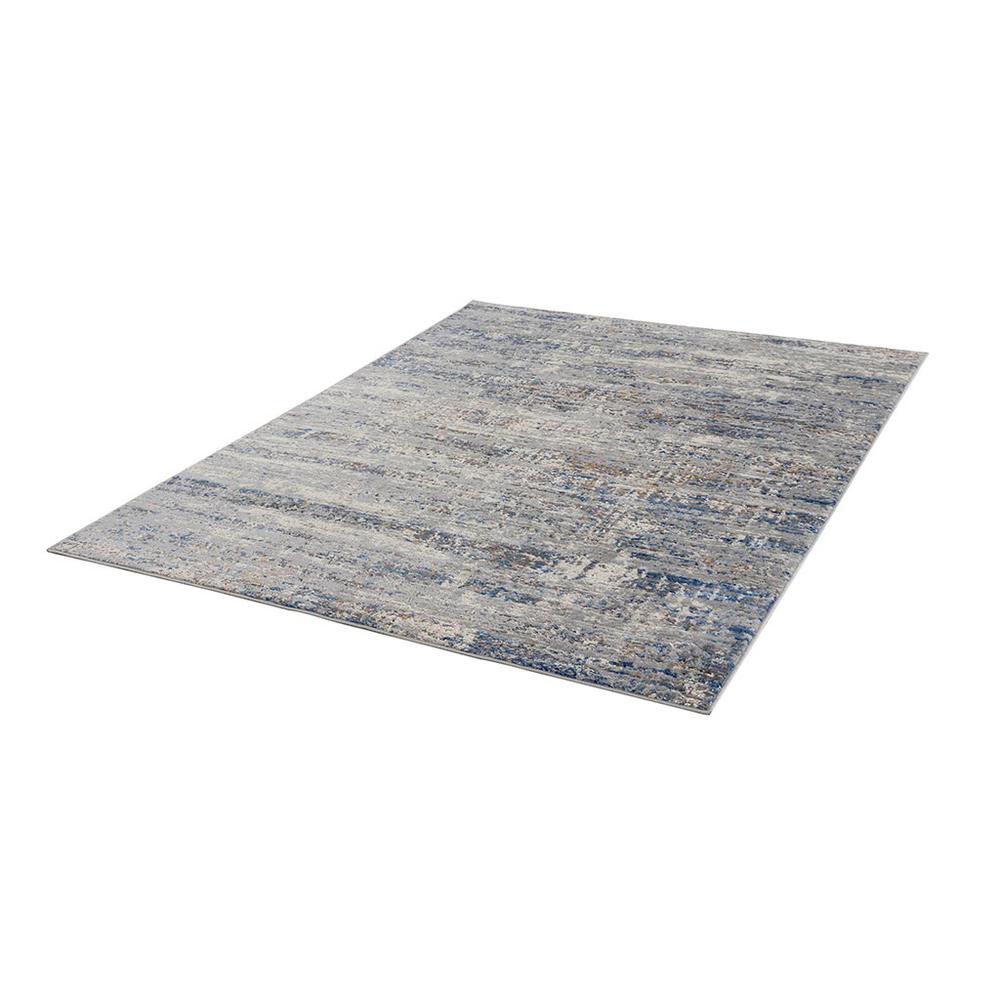 75% Polypropylene 25% Polyester Shrink Adel Abstract Area Rug, Blue/Cream (MP35-7584). Picture 1