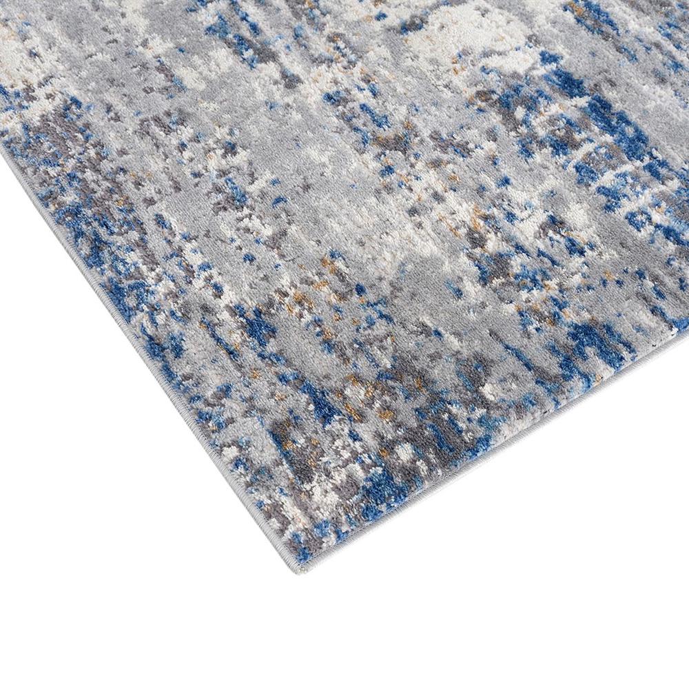 75% Polypropylene 25% Polyester Shrink Adel Abstract Area Rug, Blue/Cream (MP35-7585). Picture 3