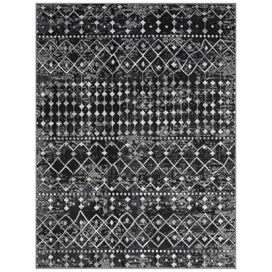 75% Polypropylene 25% Polyester Moroccan Global Print Woven Area Rug - 4x6' Charcoal. Picture 2