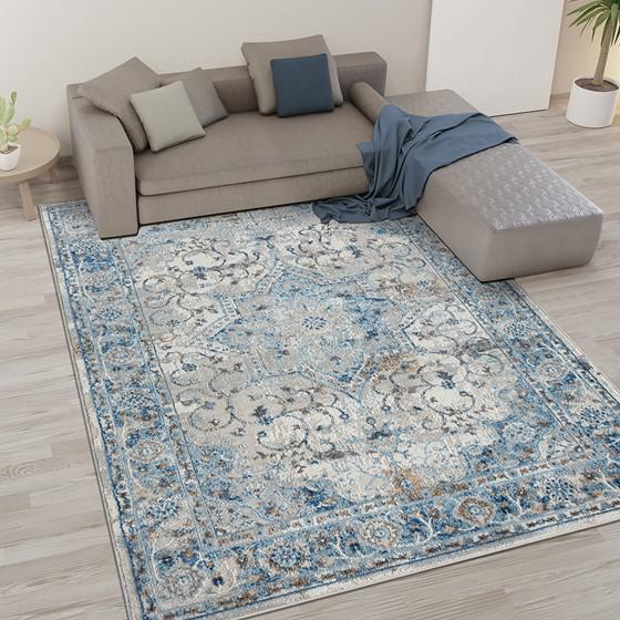 75% Polypropylene 25% Polyester Medallion Woven Area Rug - 6x9' Blue. Picture 8
