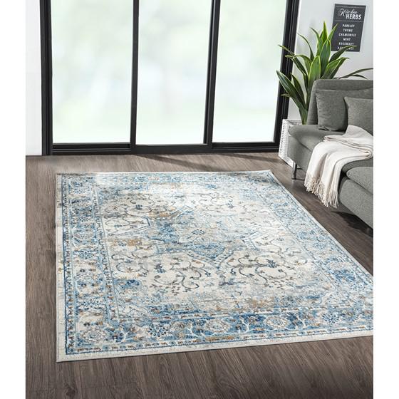 75% Polypropylene 25% Polyester Medallion Woven Area Rug - 8x10' Blue. Picture 10