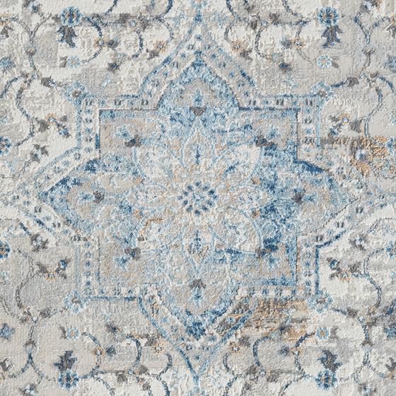 75% Polypropylene 25% Polyester Medallion Woven Area Rug - 8x10' Blue. Picture 2