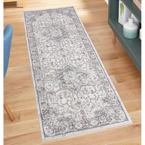 75% Polypropylene 25% Polyester Medallion Woven Area Rug - 3x8'. Picture 3