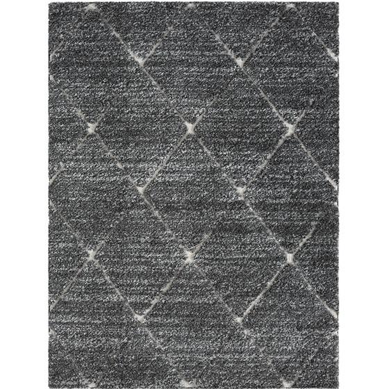 100% PP Frise Talas Trellis Area Rug in Grey and Cream - 3x5' SCATTER. Picture 4