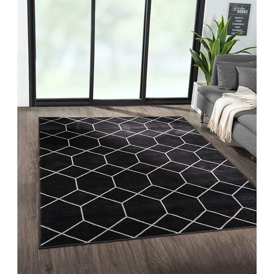100% Polyester Trellis Geometric Woven Area Rug - 8x10'. Picture 5
