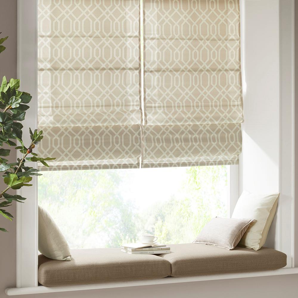 100% Polyester Printed Ogee Texture Room Darkening Cordless Roman Shade MP40-7613. Picture 2