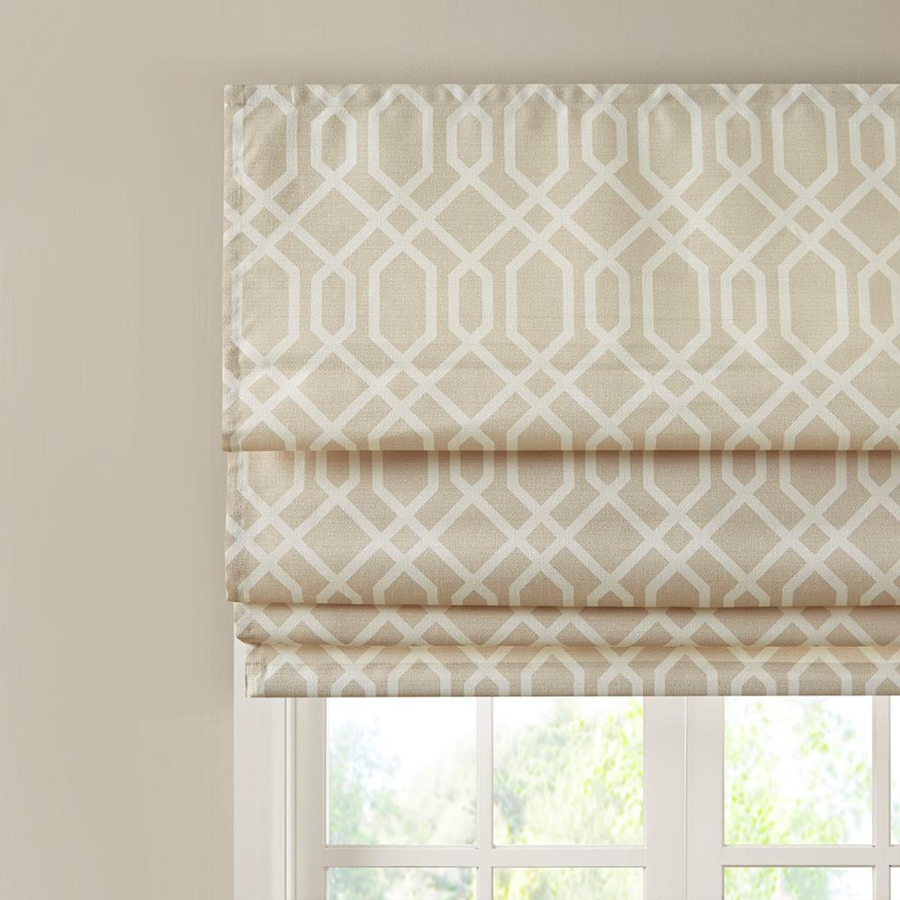100% Polyester Printed Ogee Texture Room Darkening Cordless Roman Shade MP40-7613. Picture 3