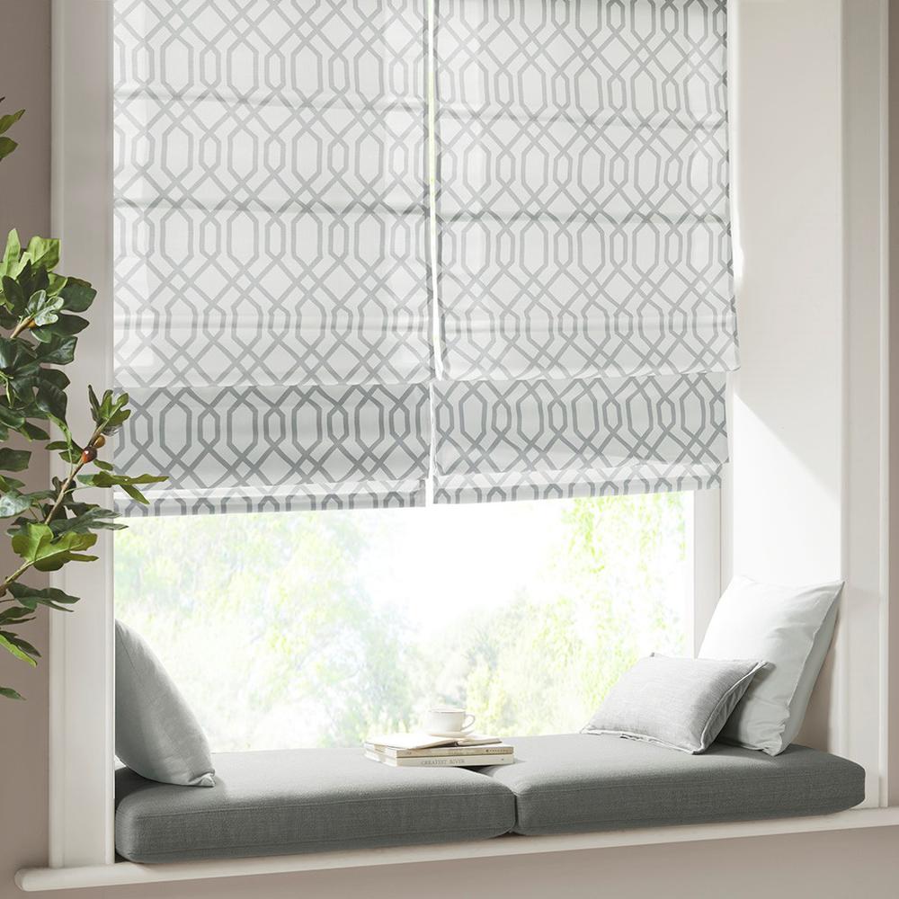 100% Polyester Printed Ogee Texture Room Darkening Cordless Roman Shade MP40-7620. Picture 2