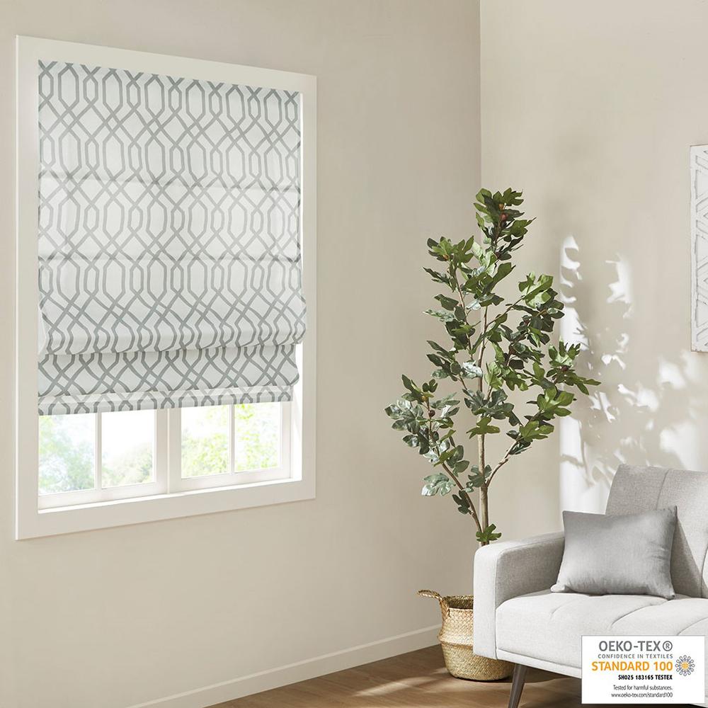 100% Polyester Printed Ogee Texture Room Darkening Cordless Roman Shade MP40-7620. Picture 5
