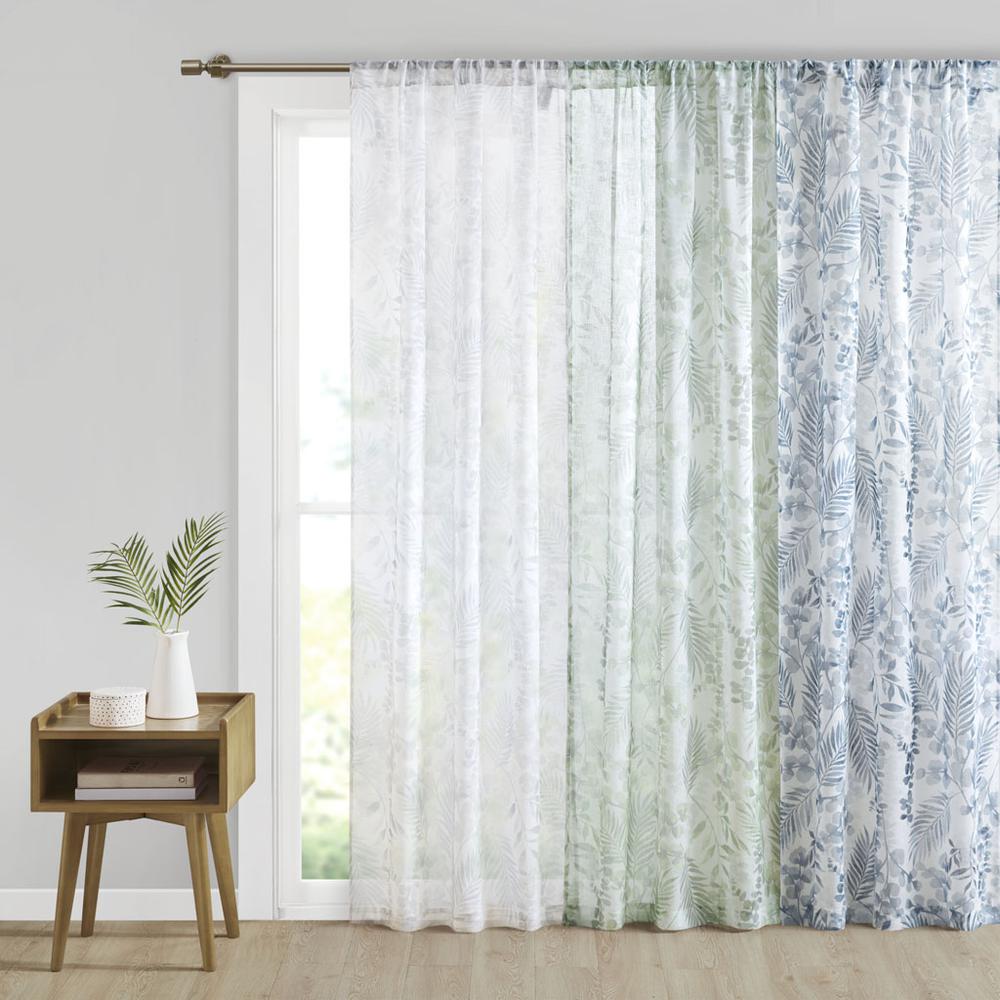 Botanical Printed Texture Sheer Window Pair. Picture 5