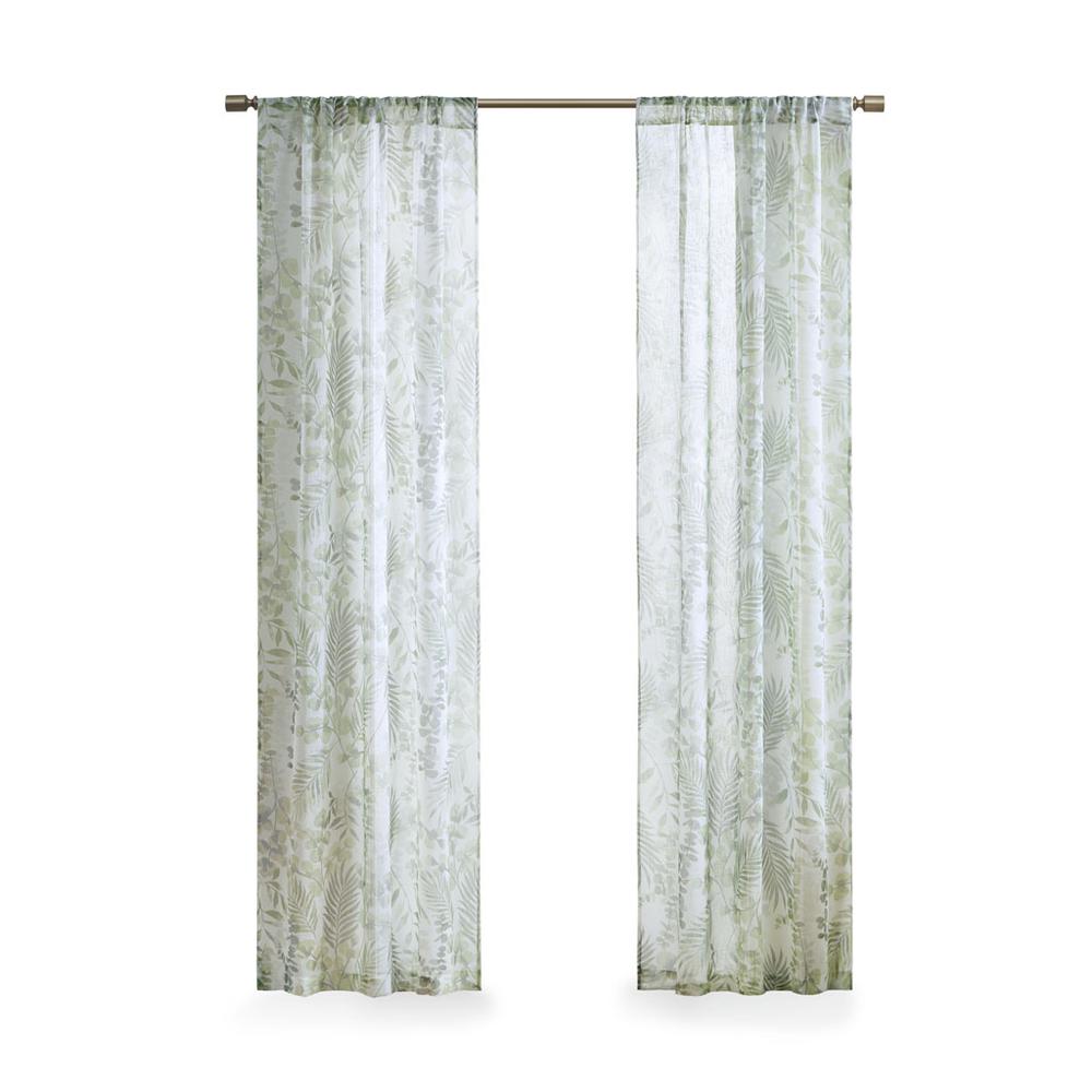 Botanical Printed Texture Sheer Window Pair. Picture 7
