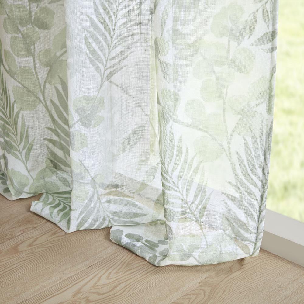 Botanical Printed Texture Sheer Window Pair. Picture 12