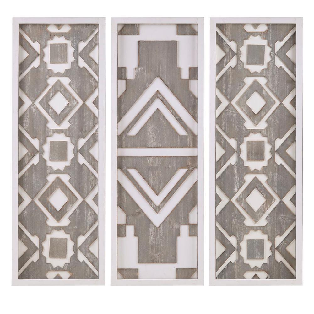 Printed Wood Wall Decor Set of 3. Picture 1