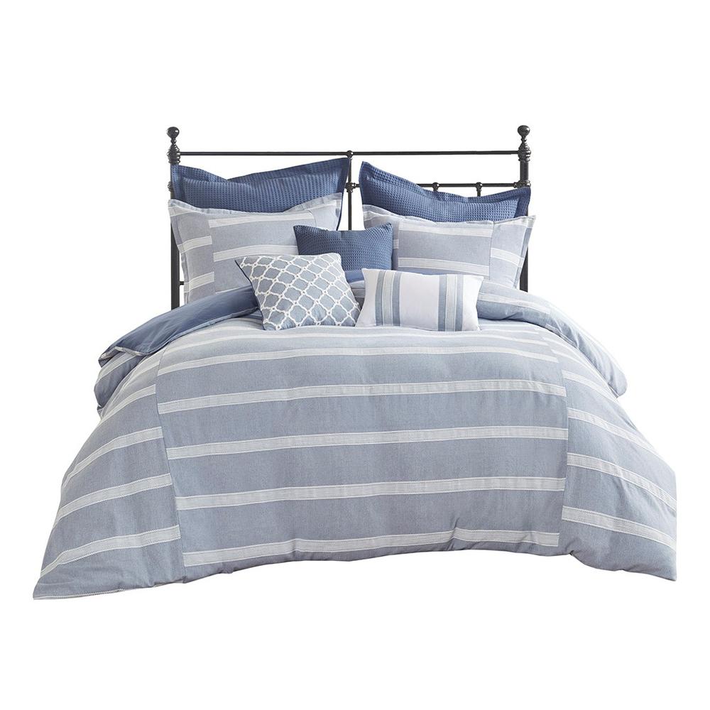 12pc Queen Chambray Matelasse Stripe Comforter & Sheet Bedding Set