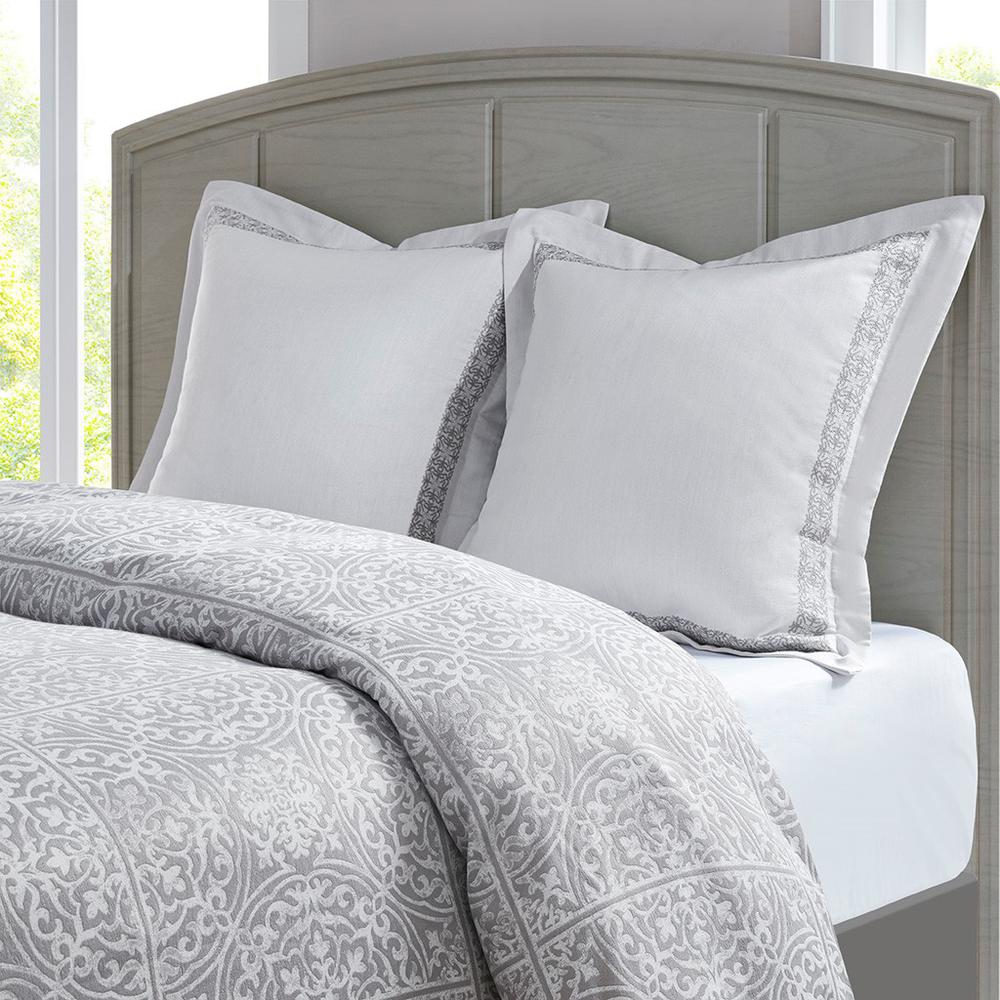 100% Polyester Jacquard 9pcs Comforter Set, Grey. Picture 2
