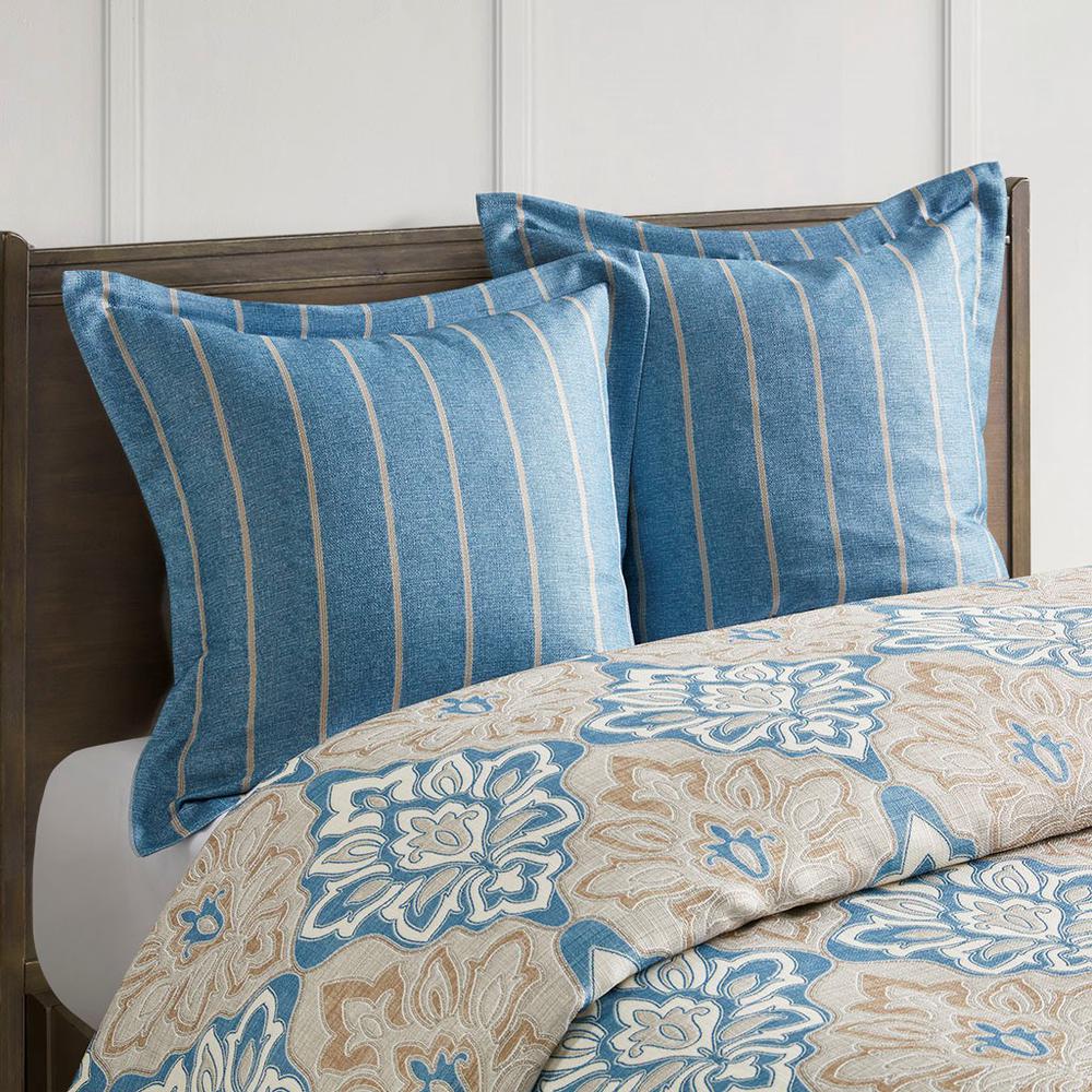 100% Polyester 8pcs Jacquard Comforter Set - Queen Blue. Picture 4