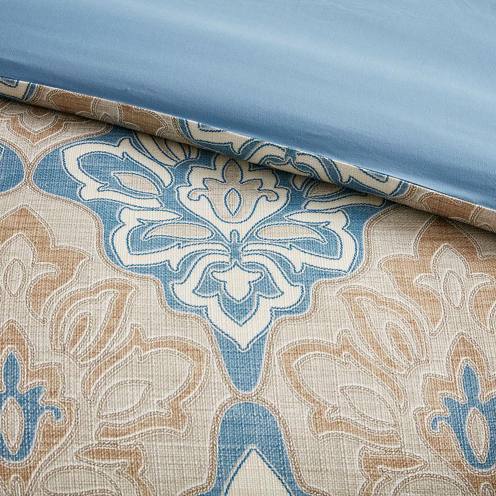 100% Polyester 8pcs Jacquard Comforter Set - Queen Blue. Picture 5