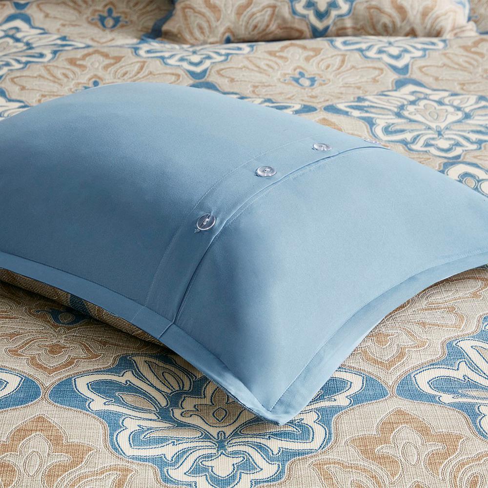 100% Polyester 8pcs Jacquard Comforter Set - Queen Blue. Picture 6