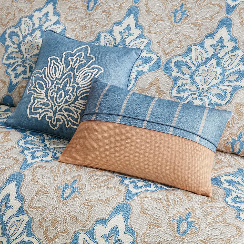 100% Polyester 8pcs Jacquard Comforter Set - Queen Blue. Picture 7