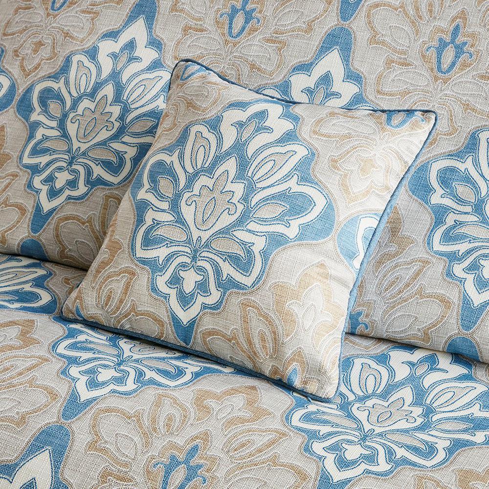 100% Polyester 8pcs Jacquard Comforter Set - Queen Blue. Picture 8