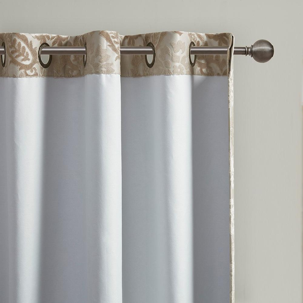 100% Polyester Knitted Jacquard Paisley Total Blackout Grommet Top Curtain Panel, SS40-0204. Picture 4
