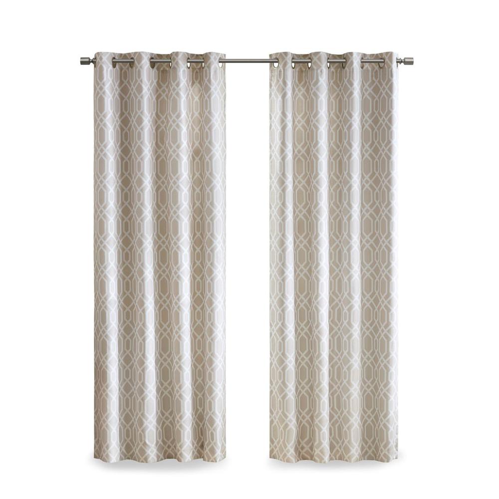 100% Polyester Printed Ogee Texture Blackout Grommet Top Curtain Panel SS40-0220. Picture 1