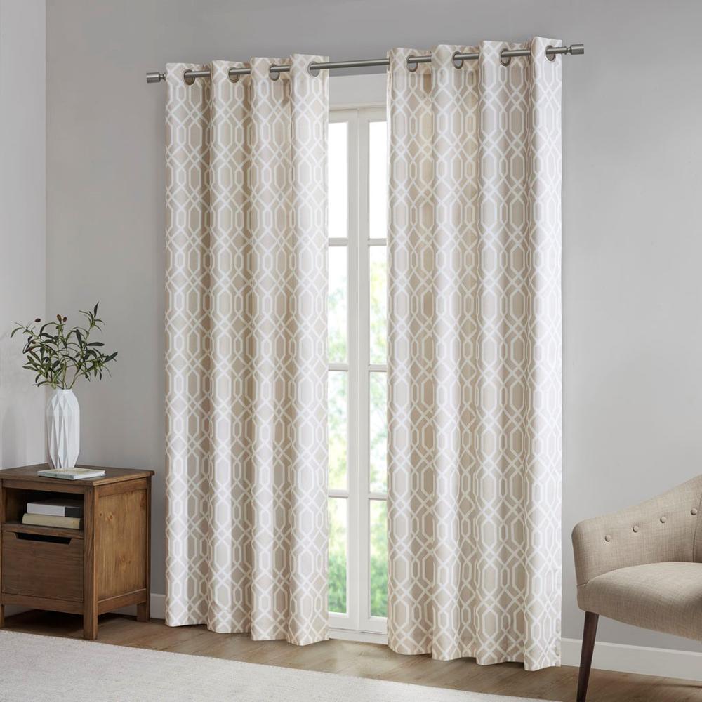 100% Polyester Printed Ogee Texture Blackout Grommet Top Curtain Panel SS40-0220. Picture 2
