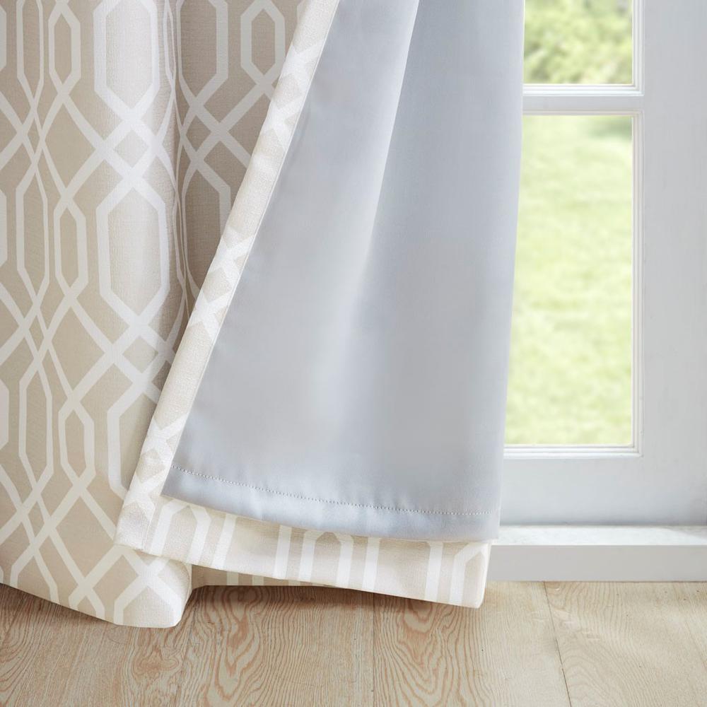 100% Polyester Printed Ogee Texture Blackout Grommet Top Curtain Panel SS40-0220. Picture 5