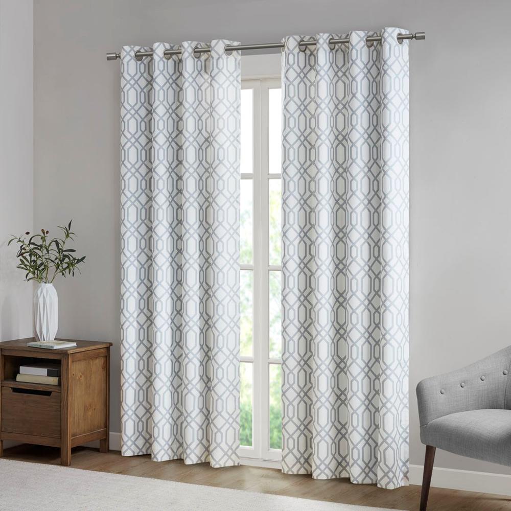 100% Polyester Printed Ogee Texture Blackout Grommet Top Curtain Panel SS40-0224. Picture 4