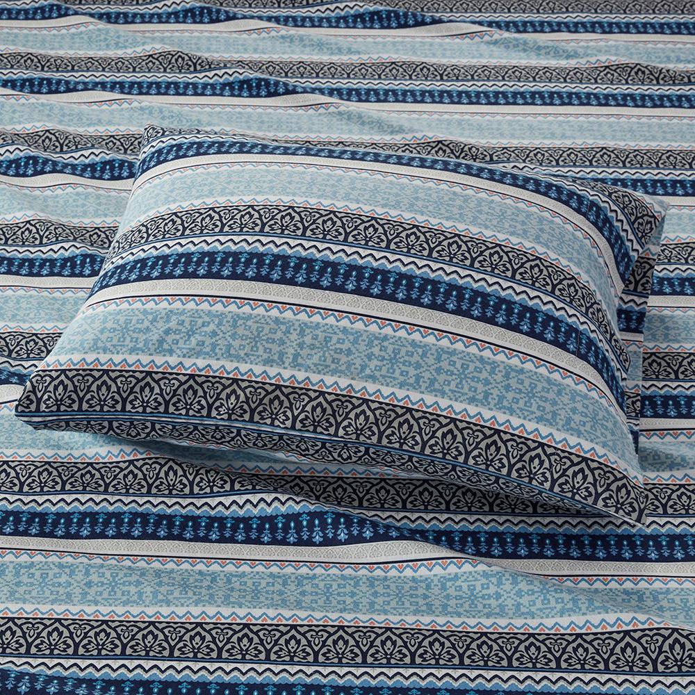 100% Cotton Flannel Sheet Set, Blue Fair Isle. Picture 3
