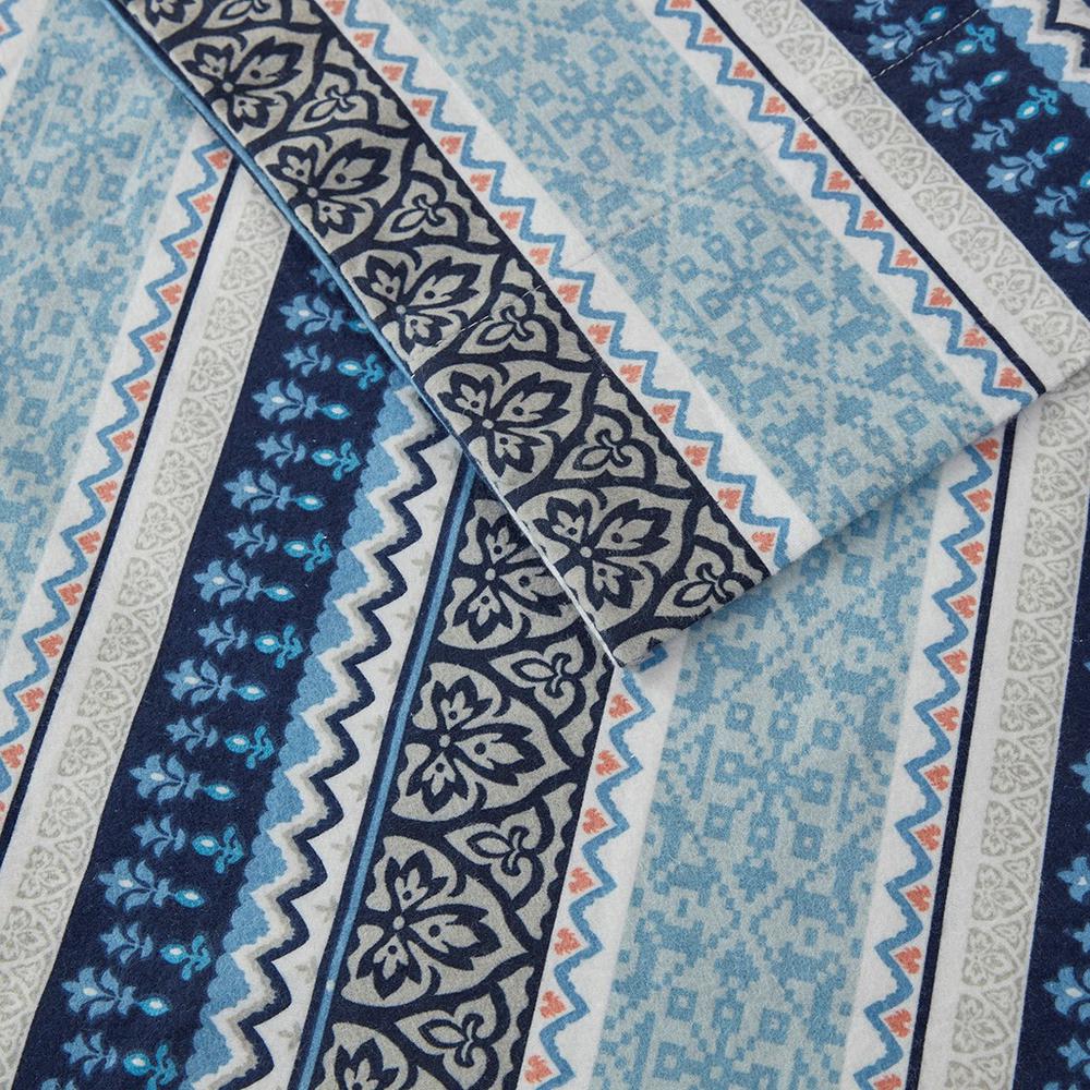 100% Cotton Flannel Sheet Set, Blue Fair Isle. Picture 5