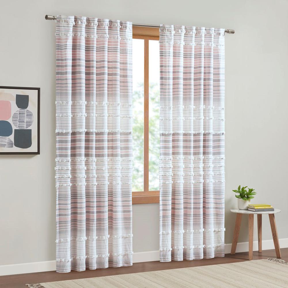 100% Cotton Clipped Jacquard Window Panel with Lining UH40-2390. Picture 2