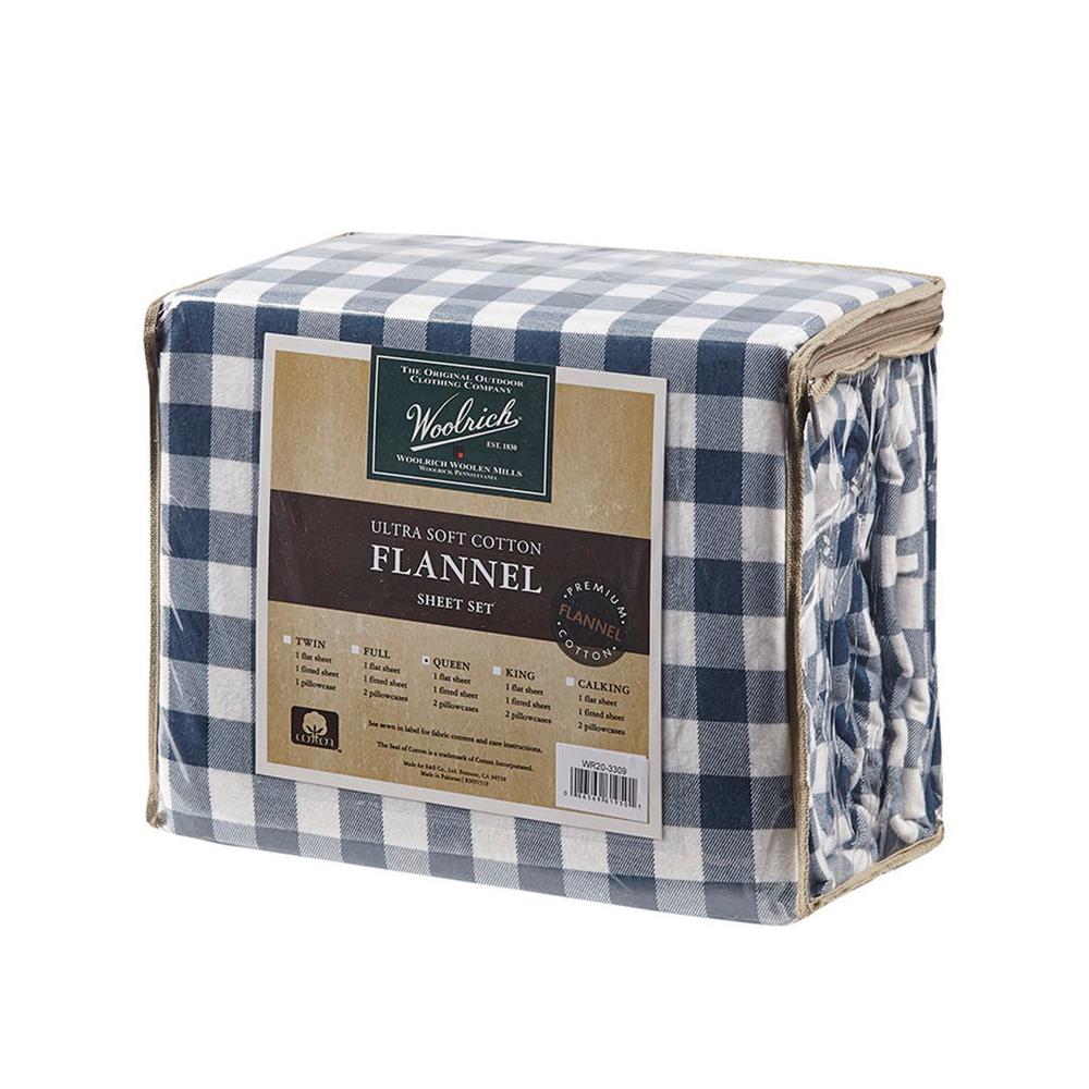 100% Cotton Flannel Printed Sheet Set, Blue Buffalo Check (WR20-3310). Picture 5