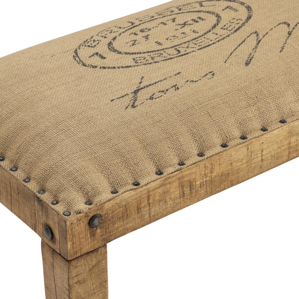 Crestview Collection Bengal Manor Mango Wood Burlap Bench Furniture, Brown. Picture 3