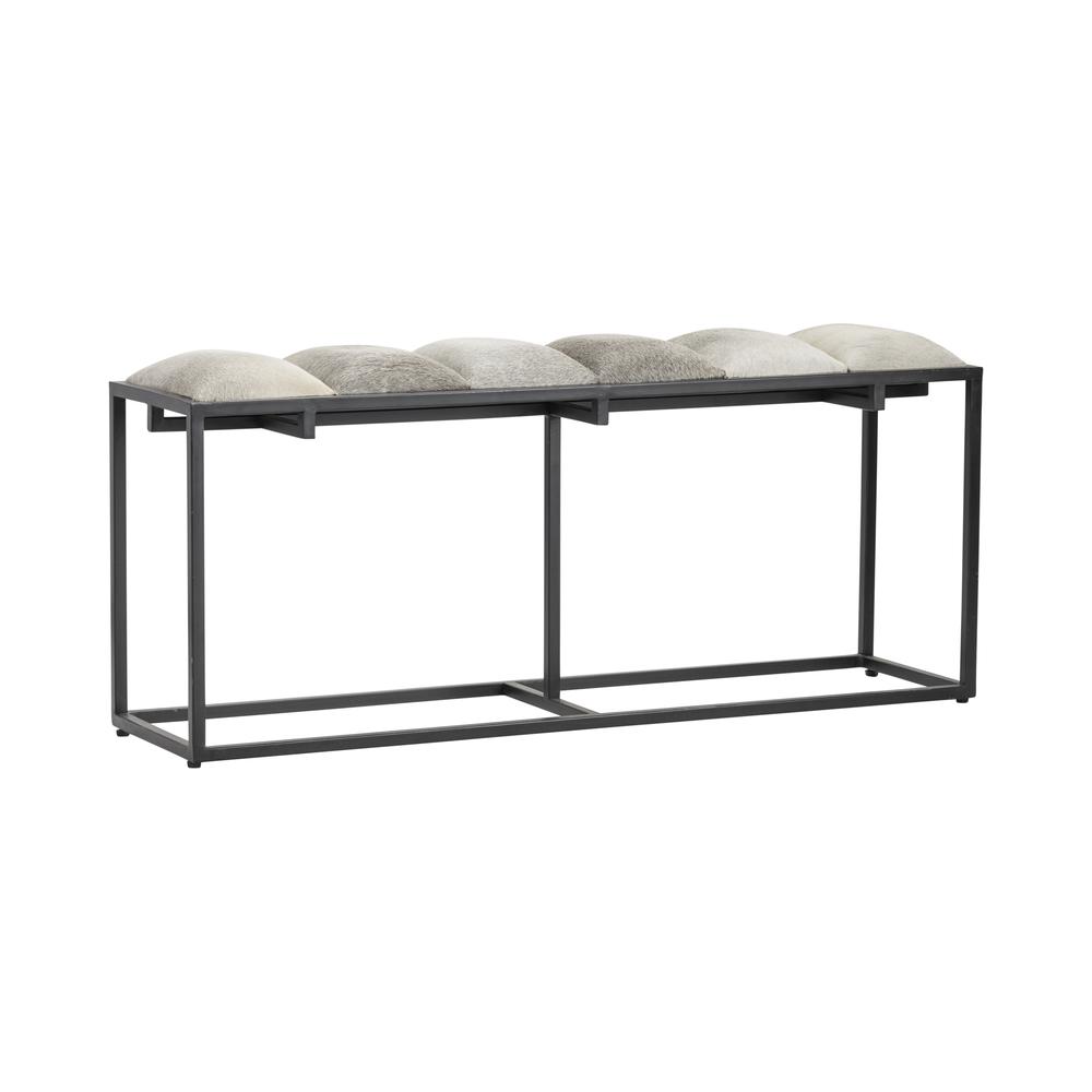 Crestview Collection Hampton Black Metal and Cowhide Bench Metal Black. Picture 5